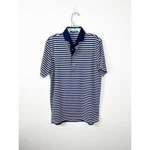 Greyson Dark Navy Blue, Navy Blue and White Striped Golf Polo S